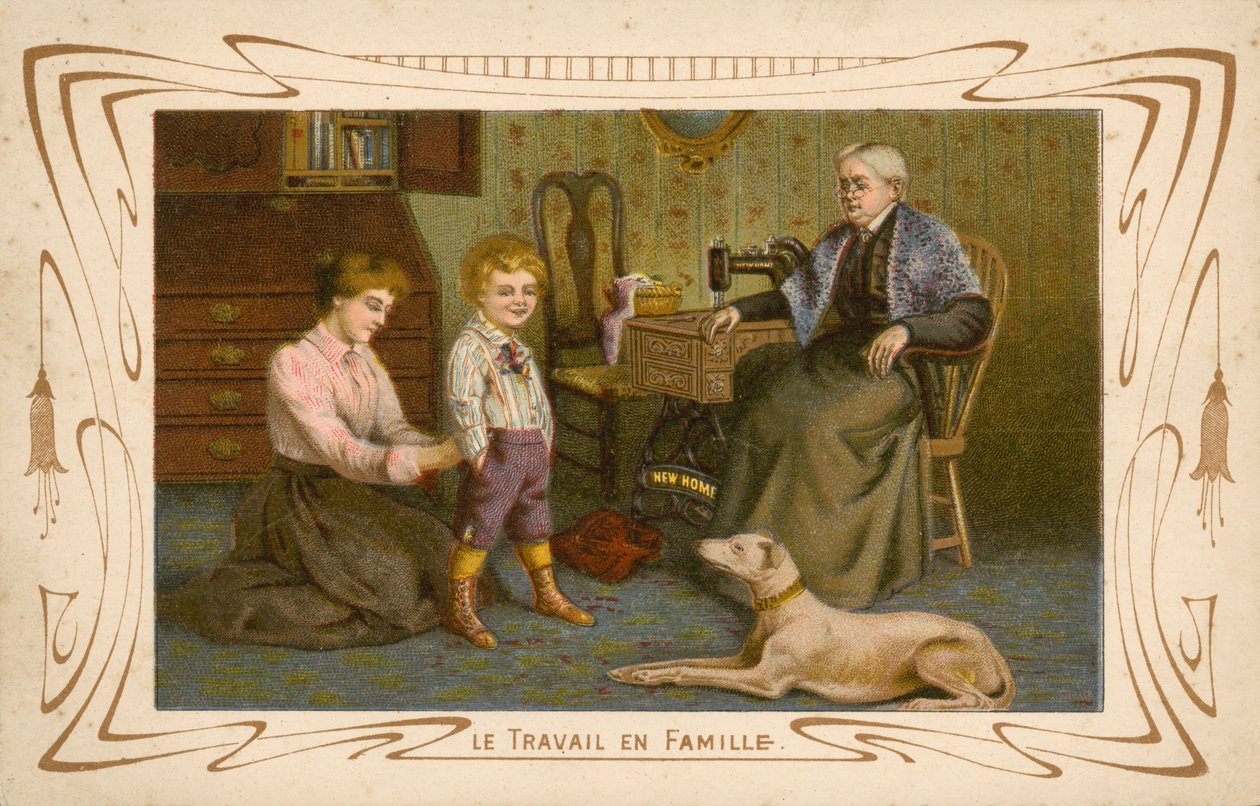Trabajo familiar (cromolito) de French School
