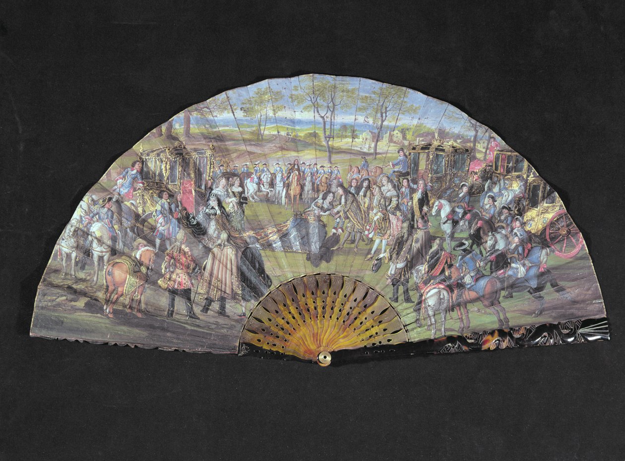 Abanico que representa el matrimonio de Luis de Francia (1638-1715) y María Ana de Baviera (1660-90) en Vitry-le-François en 1680 de French School