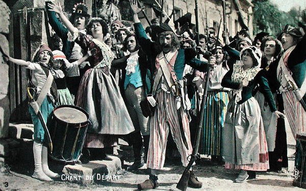 Canción de despedida (Extracto de una película muda), postal de principios de los años 1920 de French School
