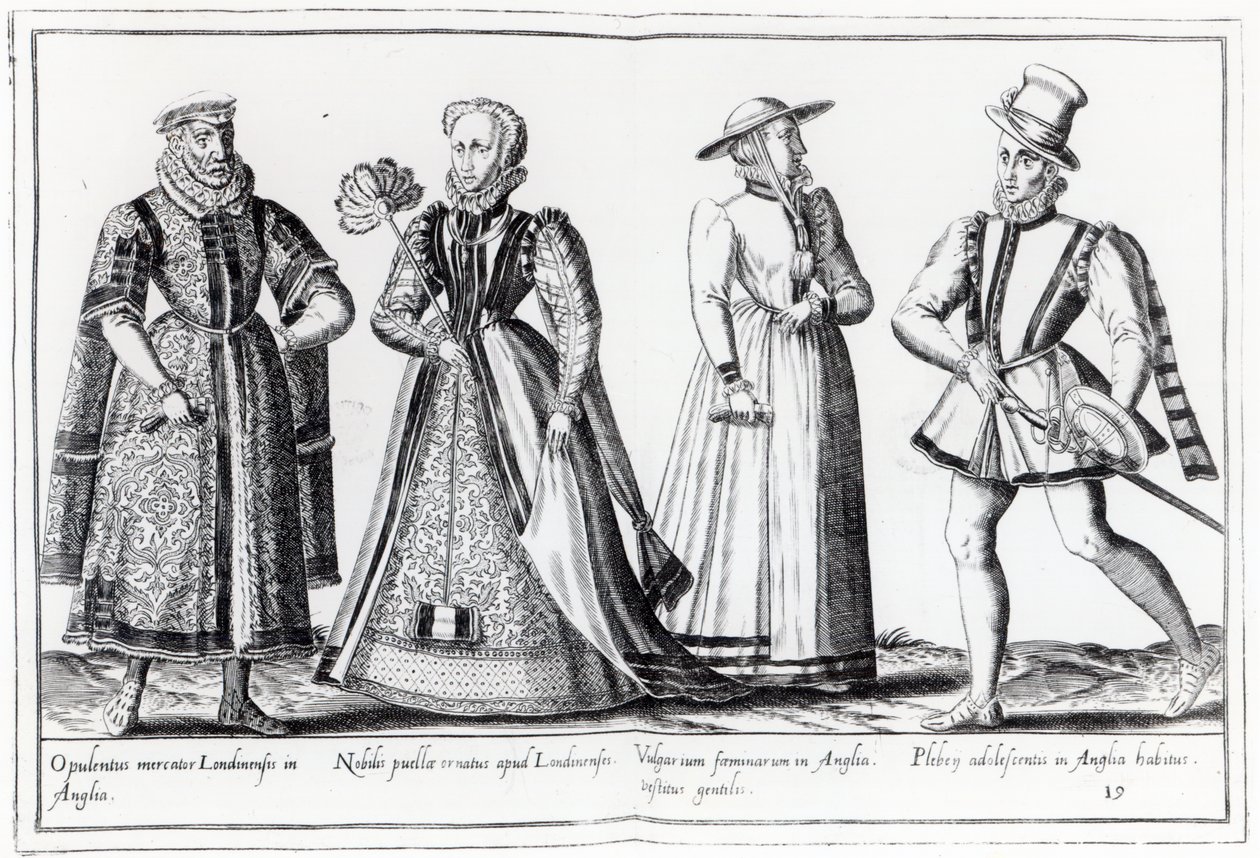 Moda durante el período Tudor (grabado) de French School