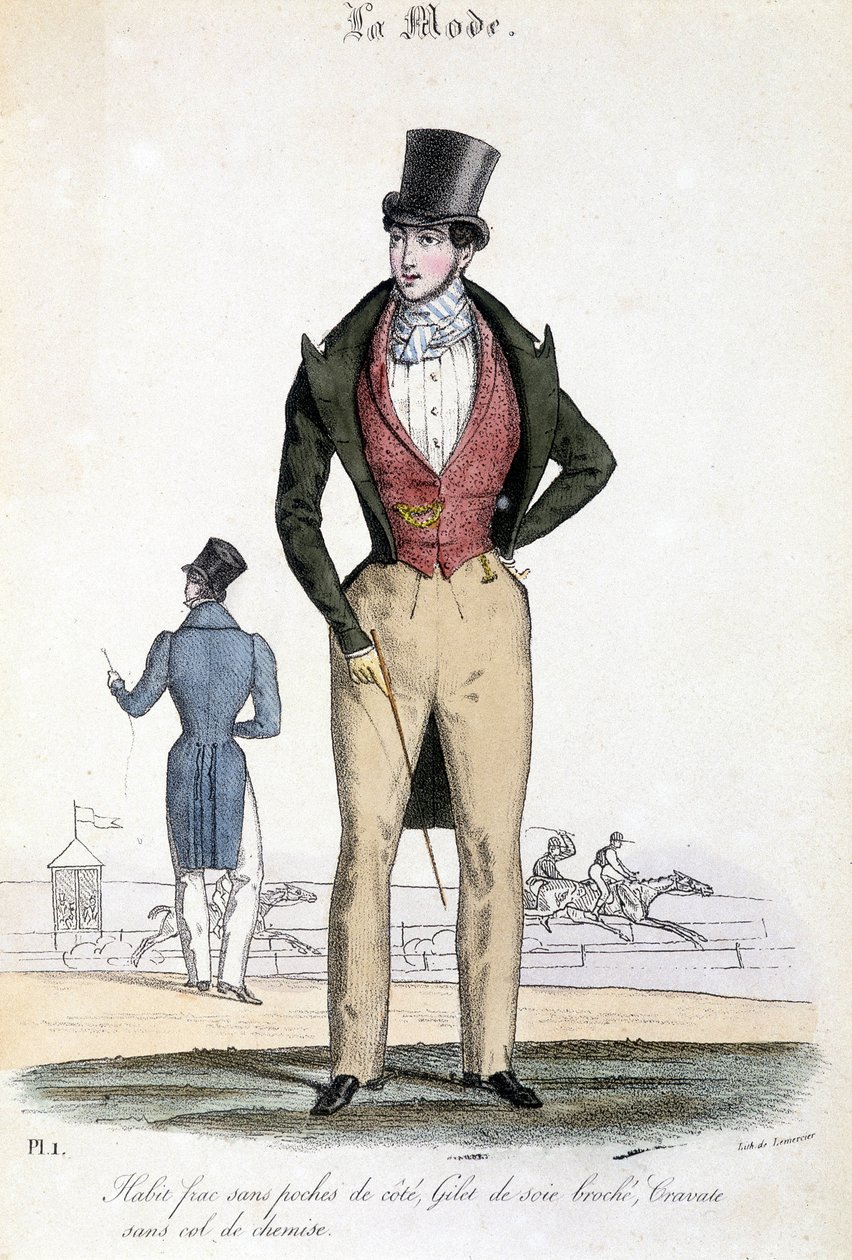 La moda masculina en 1829 - en "Les Modes" de French School