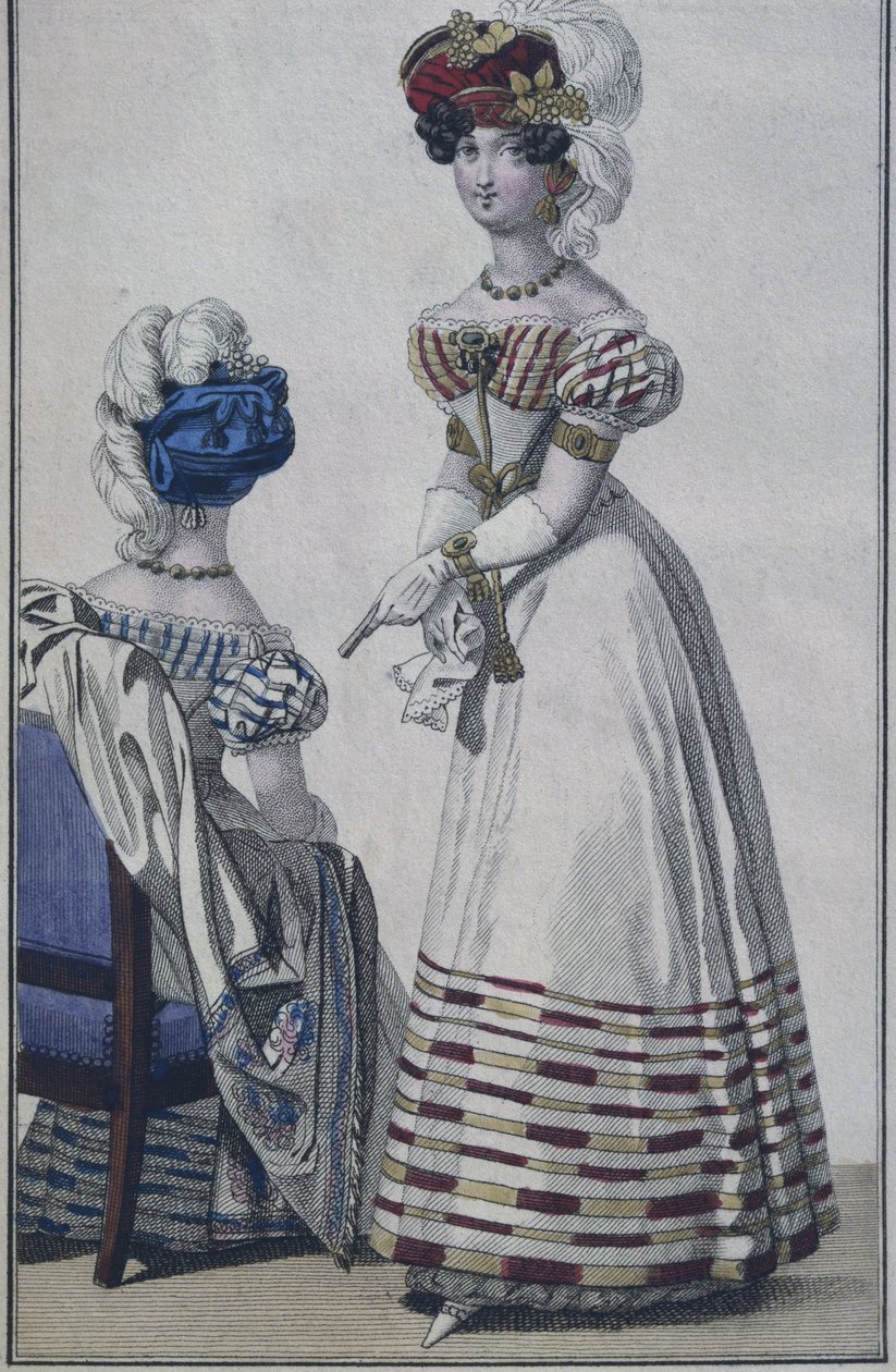 Placa de moda, París, ilustración de Le Petit Courrier des Dames, c.1820 de French School