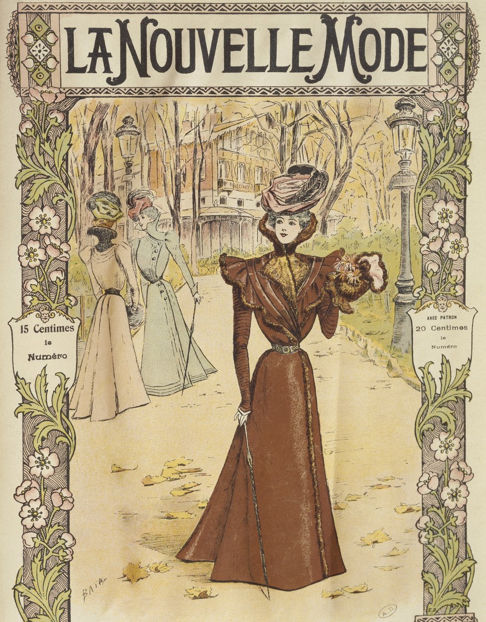 Placa de moda, ilustración de portada de La Nouvelle Mode, 12 de diciembre de 1897 de French School