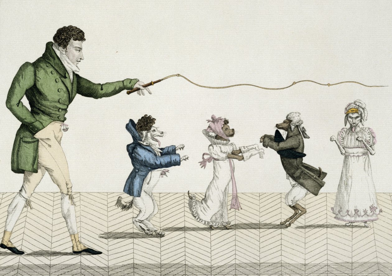 Perros a la Moda, lámina 35 de Le Bon Genre, 1808 de French School