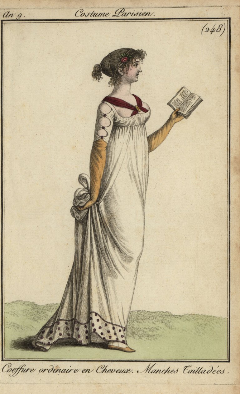 Mujer a la moda leyendo un libro de French School