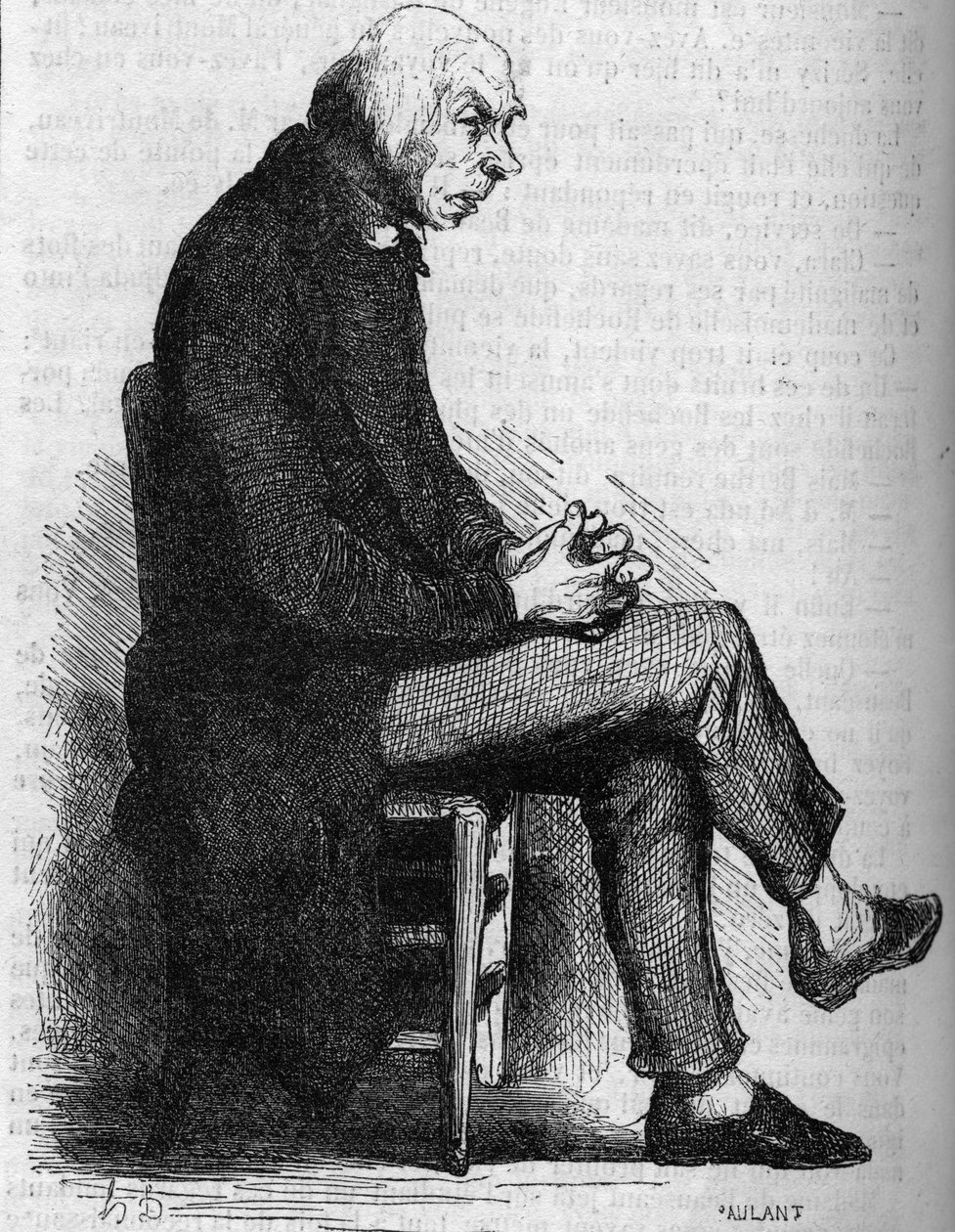El Padre Goriot. Grabado de mediados del siglo XIX. Ilustración para "El Padre Goriot" de Honoré de Balzac (1799-1850). de French School