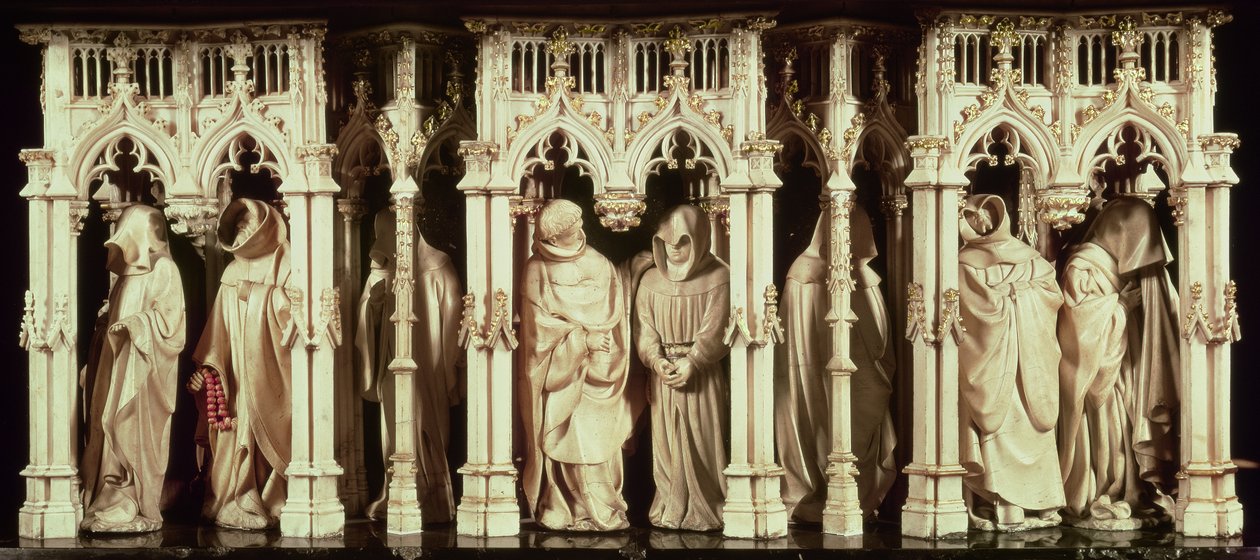 Figuras de monjes de la tumba de Felipe el Atrevido, Duque de Borgoña (1342-1404), por Jean de Marville (d.1389), Claus Sluter (d.1406) y Claus de Werve (c.1380-1439), encargado para el monasterio de French School
