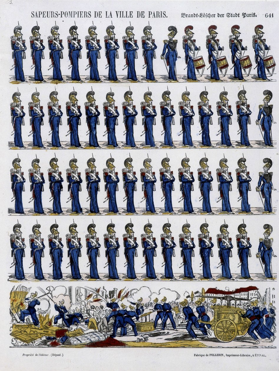 Bomberos de la ciudad de París - Imagen de Epinal, circa 1852 de French School