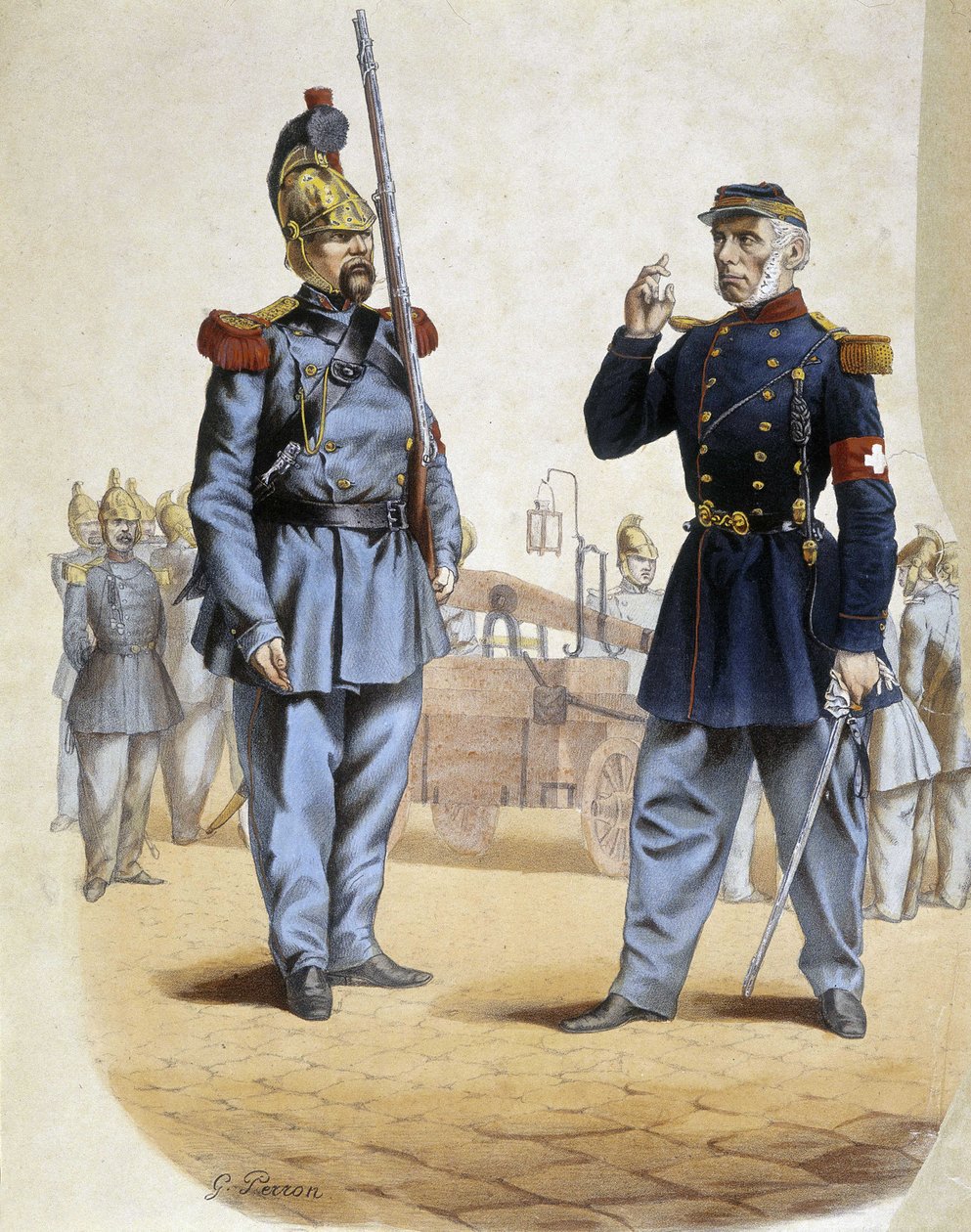 Bomberos en 1860 de French School