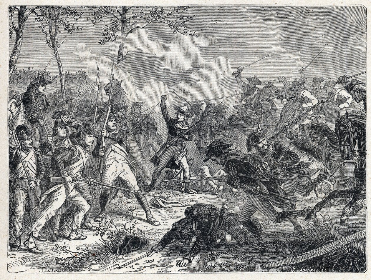 Primera coalición: Lázaro Nicolás Margarita Carnot (1753-1823) durante la Batalla de Wattignies oponiéndose a las tropas francesas al ejército austriaco el 16 de octubre de 1793 de French School
