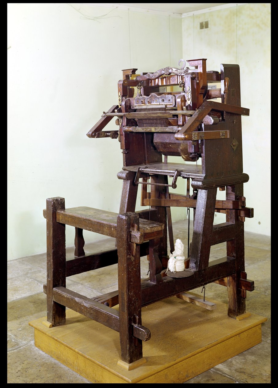 Primer telar para tejer medias, 1750 de French School