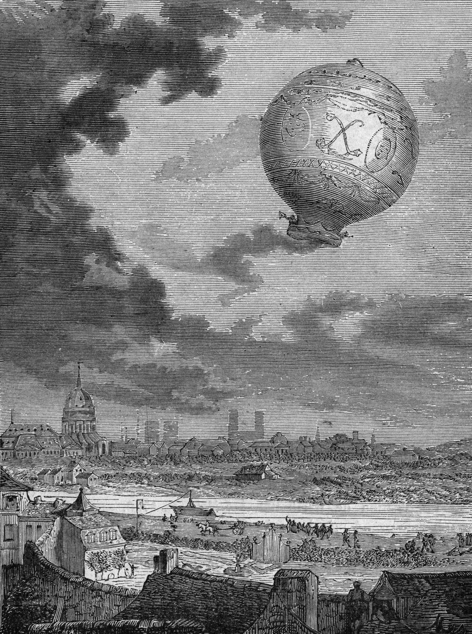 Primer viaje montgolfier de Pilatre de Rozier y el marqués de Arlandes de French School