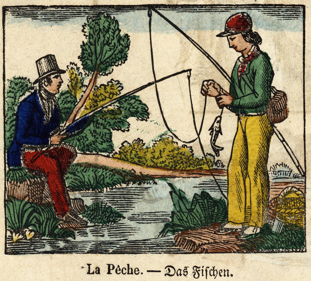 Pesca, imagen de Epinal del siglo XIX de French School