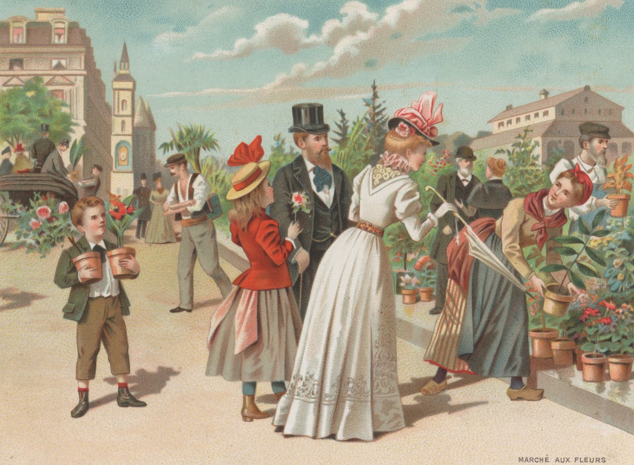 Mercado de flores (cromolito) de French School