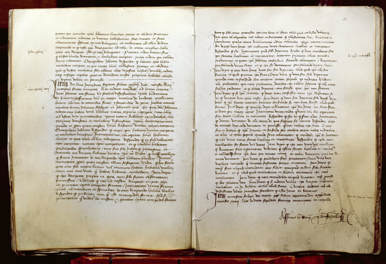 Folio 108 del Juicio de la Recaída de Juana de Arco, 28 de mayo de 1431 de French School