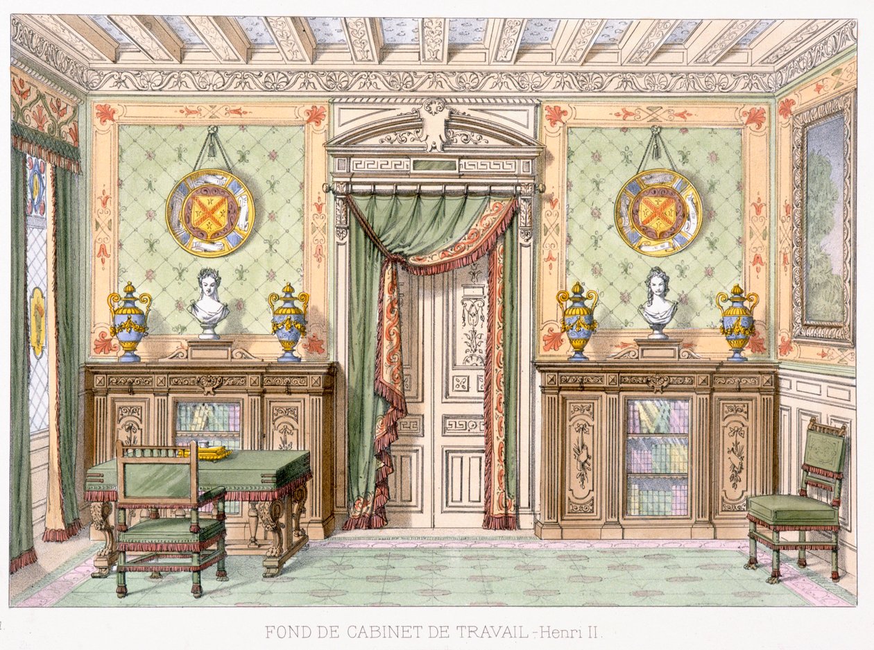 Fonde de cabinet de travail en el estilo de Enrique II de Le Garde-Meuble de French School