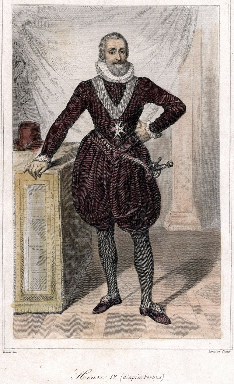 Retrato de cuerpo entero de Enrique IV (1553 - 1610) con una espada. de French School