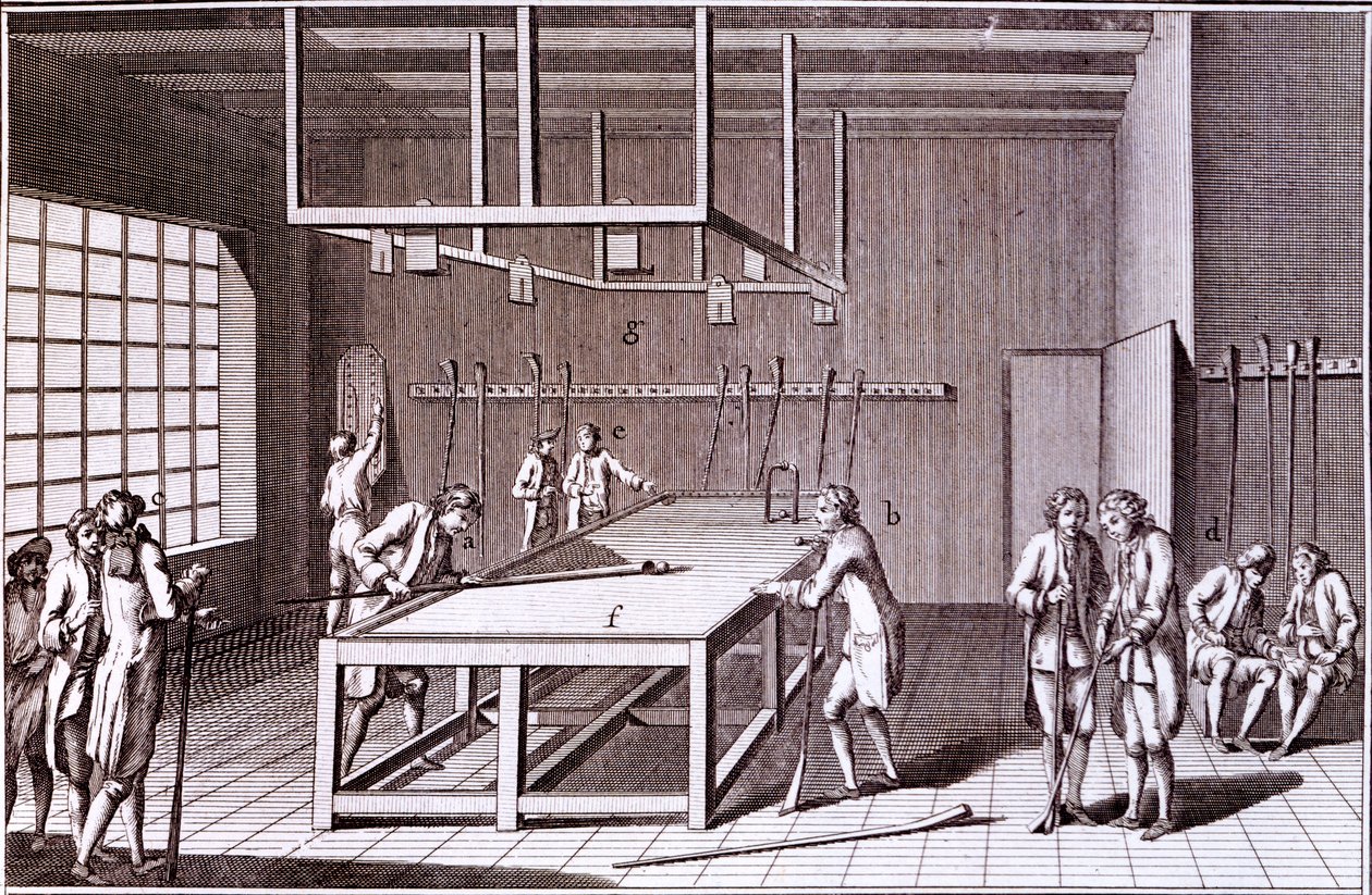 Forma de billar jugada en Francia, mediados del siglo XVIII de French School