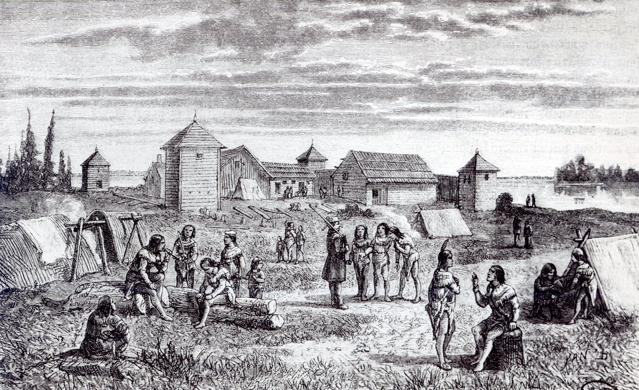 Fuerte Youkon, una estación comercial de la Compañía de la Bahía de Hudson, siglo XIX de French School