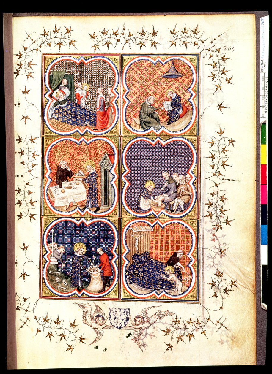 Seis escenas de la vida de San Luis (1215-70), de las Grandes Crónicas de Francia, 1375-79 de French School