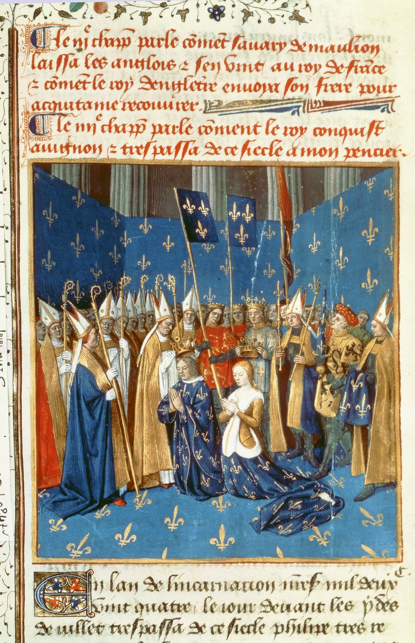 Coronación de Luis VIII (1187-1226) y Blanca de Castilla en Reims en presencia del Rey de Jerusalén de French School