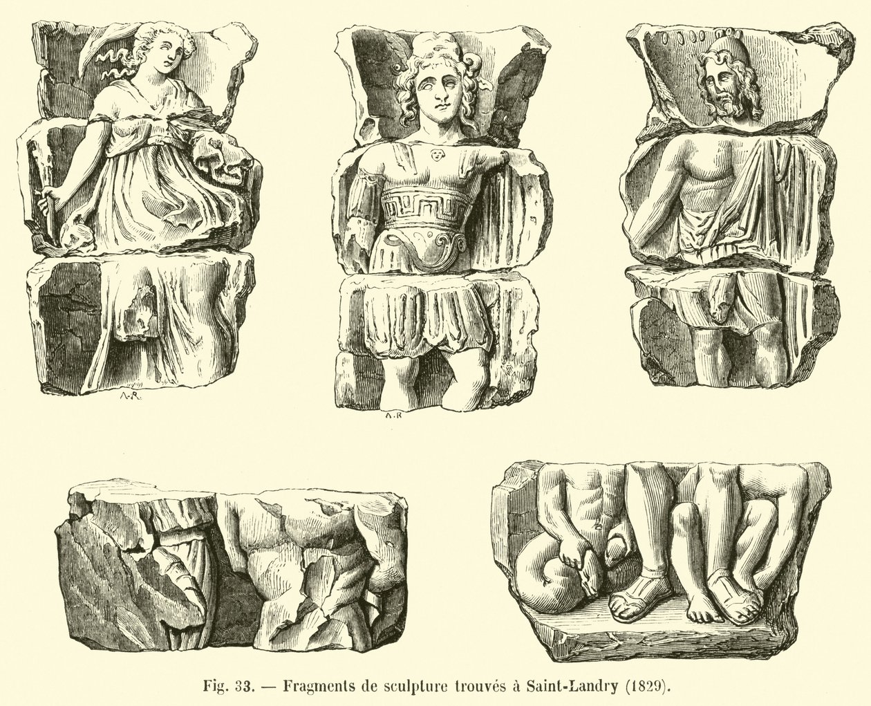 Fragmentos de escultura hallados en Saint-Landry de French School