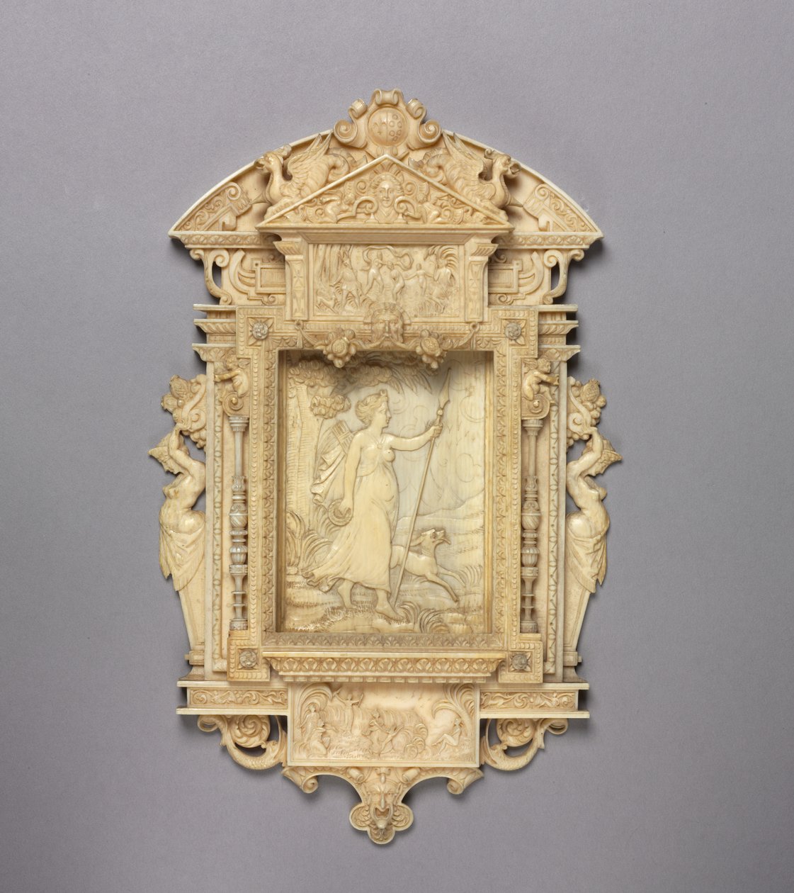 Relieve enmarcado de Diana la Cazadora, c.1850 de French School