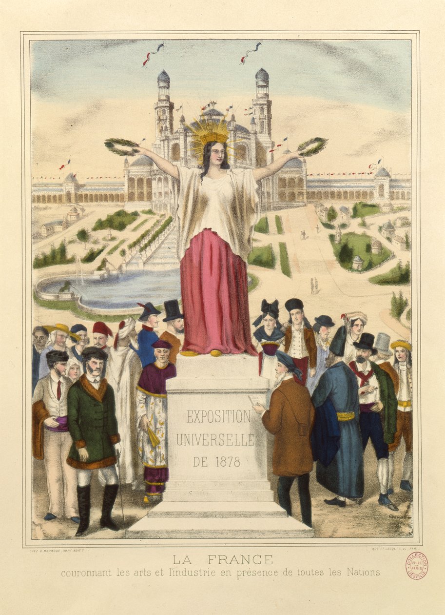 Francia coronando las artes y la industria con coronas de laurel en la Exposición Universal de 1878 en París de French School