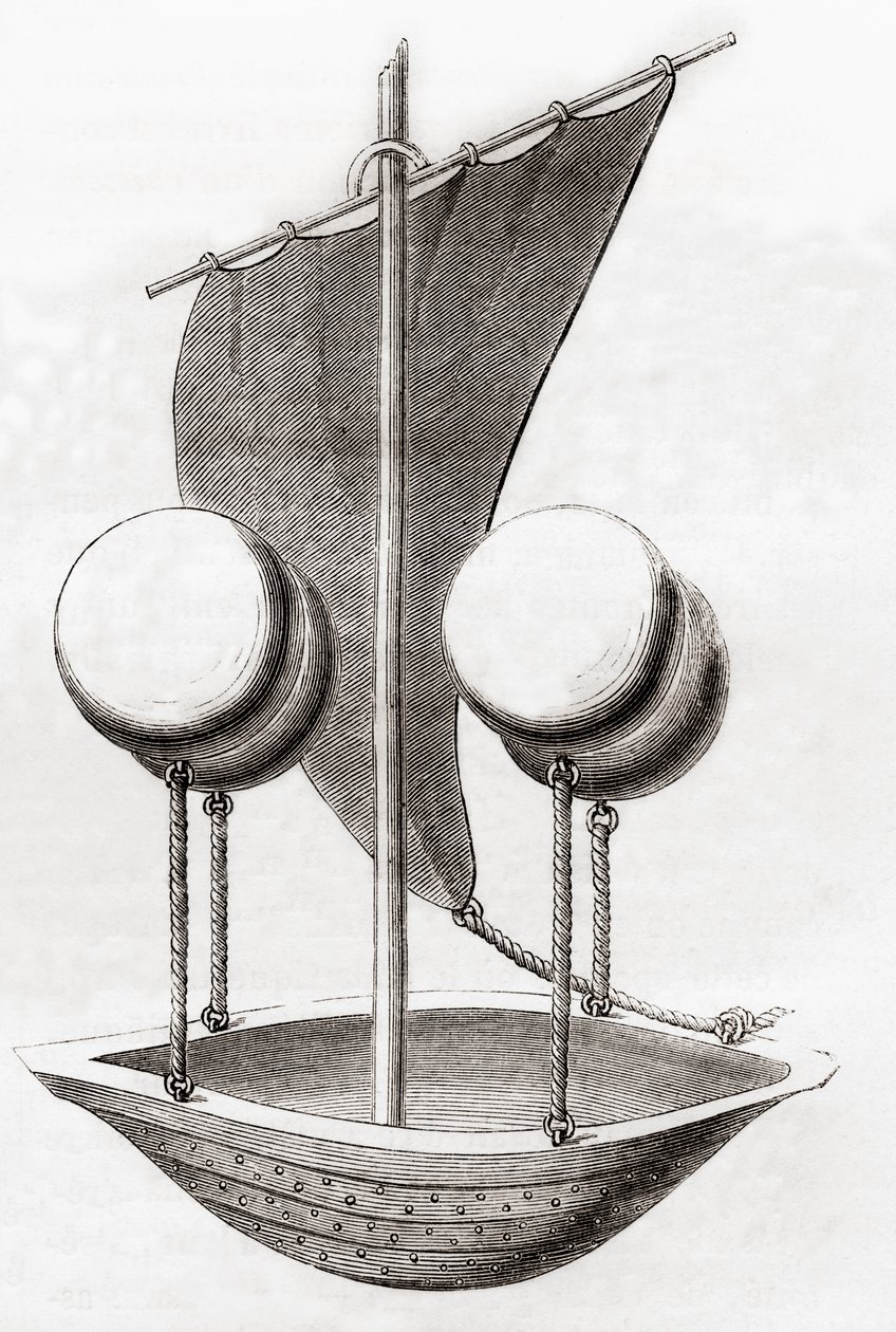 Concepto de barco volador de Francesco Lana de Terzi c.1670, de Les Merveilles de la Science, publicado c.1870 de French School