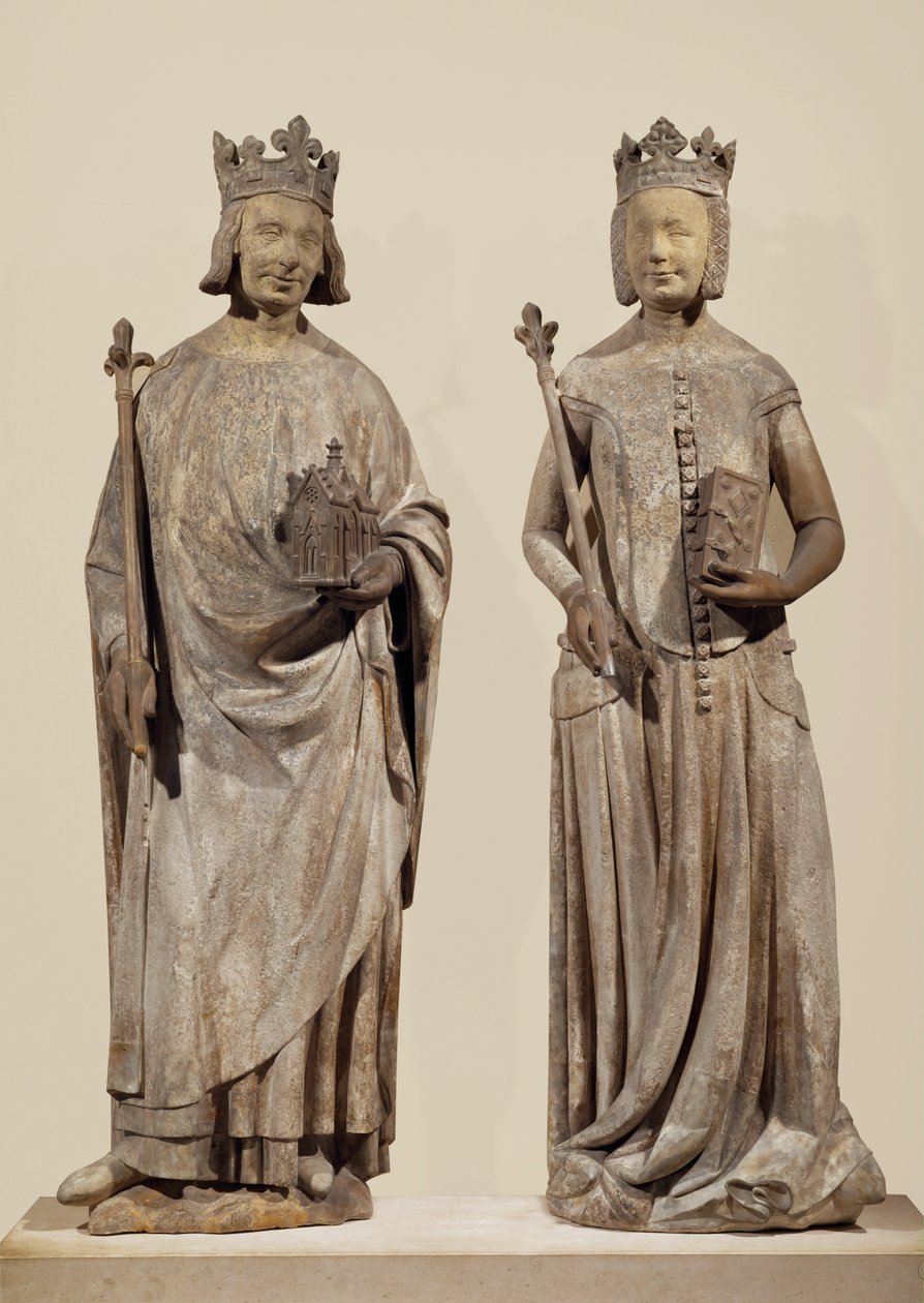 El rey francés Carlos V y Juana de Borbón (piedra) de French School