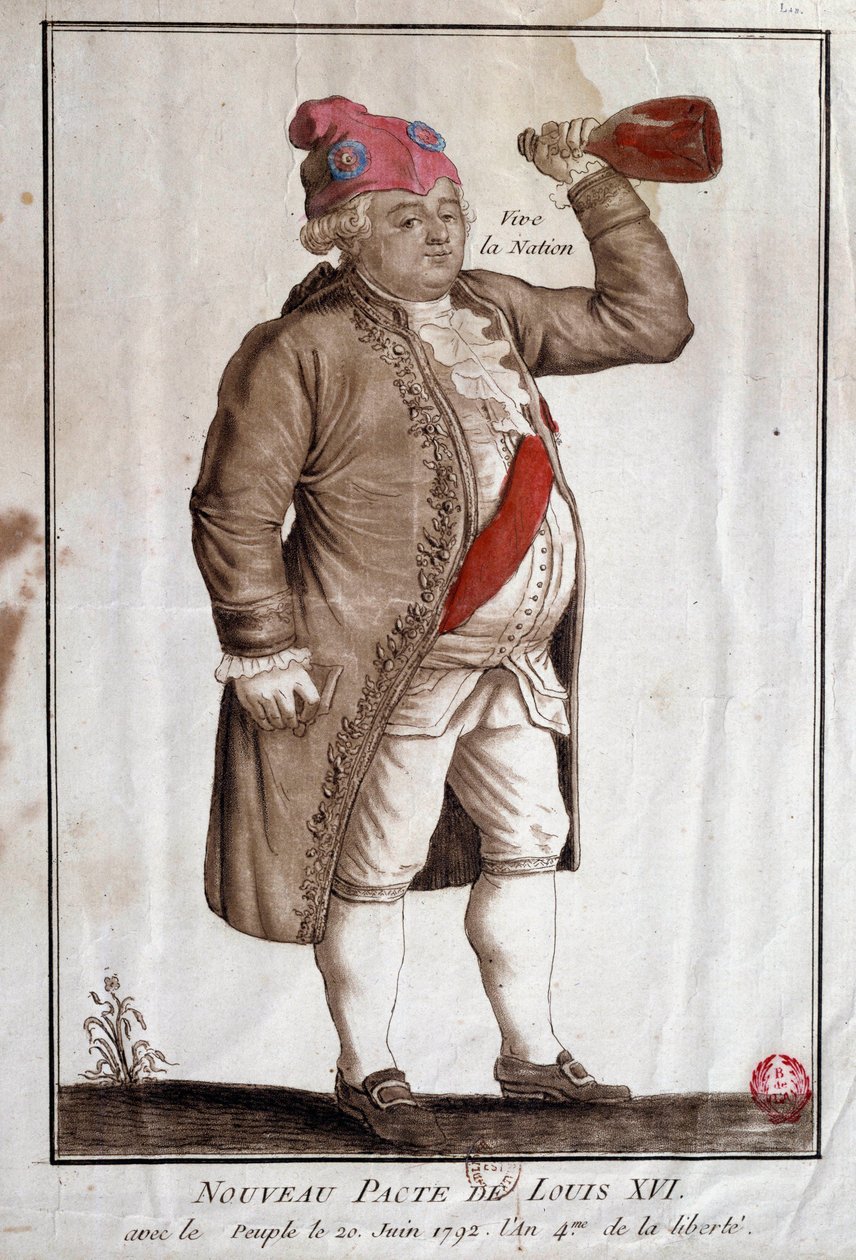 Revolución Francesa: nuevo pacto de Luis XVI con la Nación (20/06/1792). Grabado anónimo del siglo XVIII. París, Biblioteca del Arsenal de French School