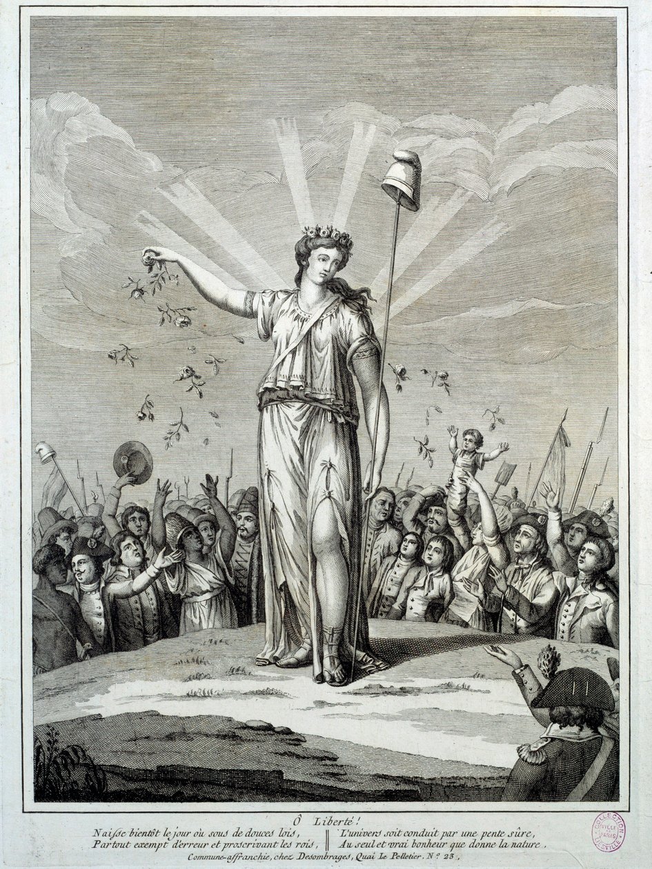 Revolución Francesa: "O liberte" Hommage à la Liberte. Grabado del siglo XVIII París, Museo Carnavalet de French School