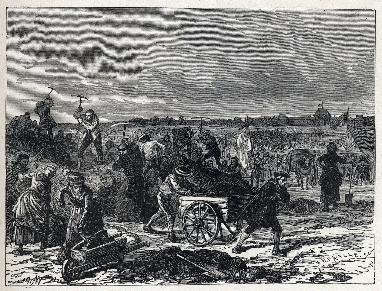 Revolución Francesa: obras del Campo de Marte (Champs-de-Mars) en París, para preparar la Fiesta de la Federación en 1790 de French School