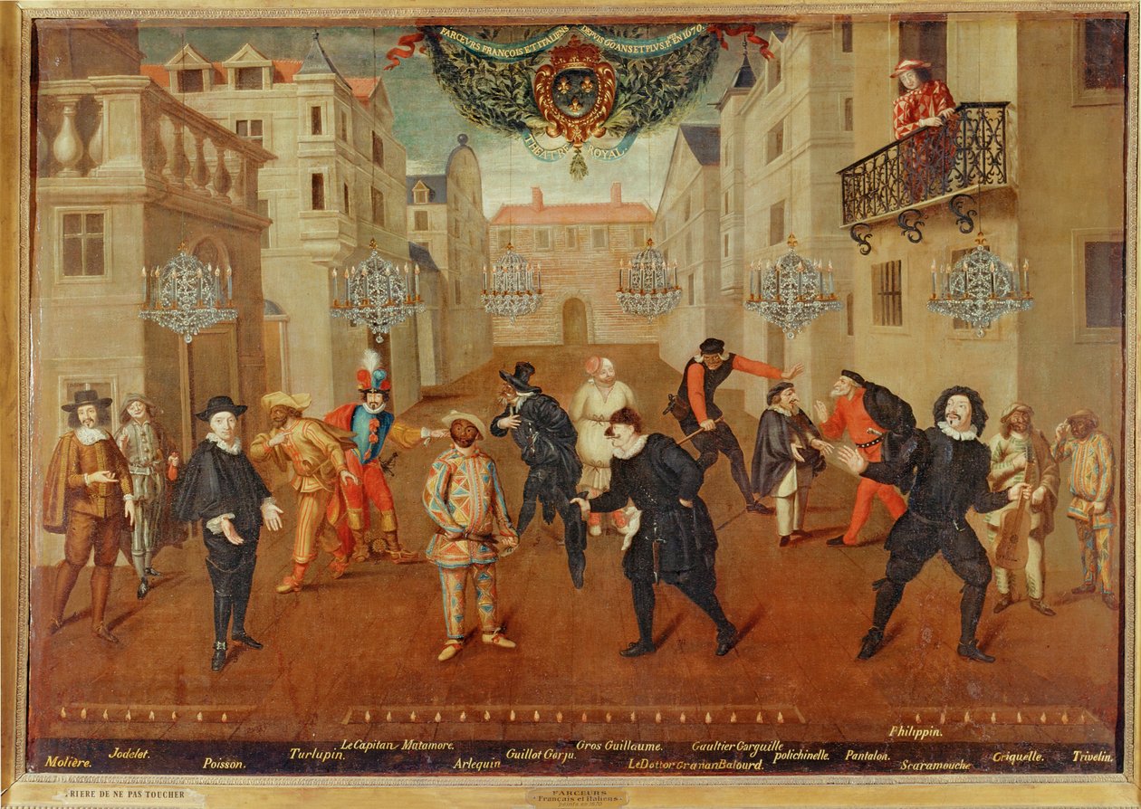 Cómicos franceses e italianos ... (pintura sobre lienzo) de French School