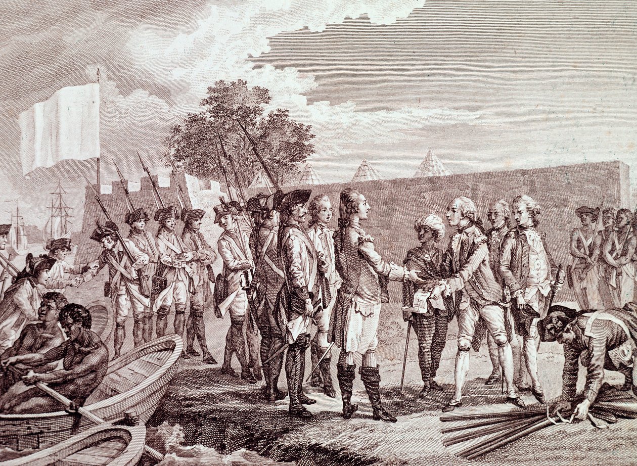 Desembarco del ejército francés en Saint-Louis de Senegal de French School