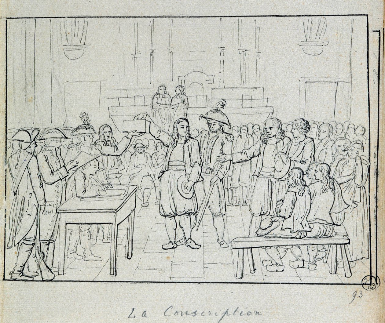 Revolución francesa: escena de conscripción en Bretaña en 1793. de French School