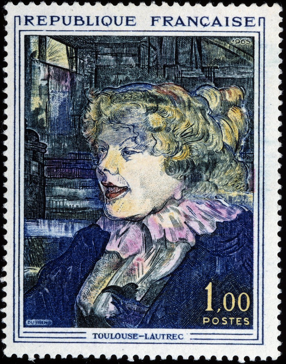 Sello francés con pintura de Toulouse Lautrec de French School