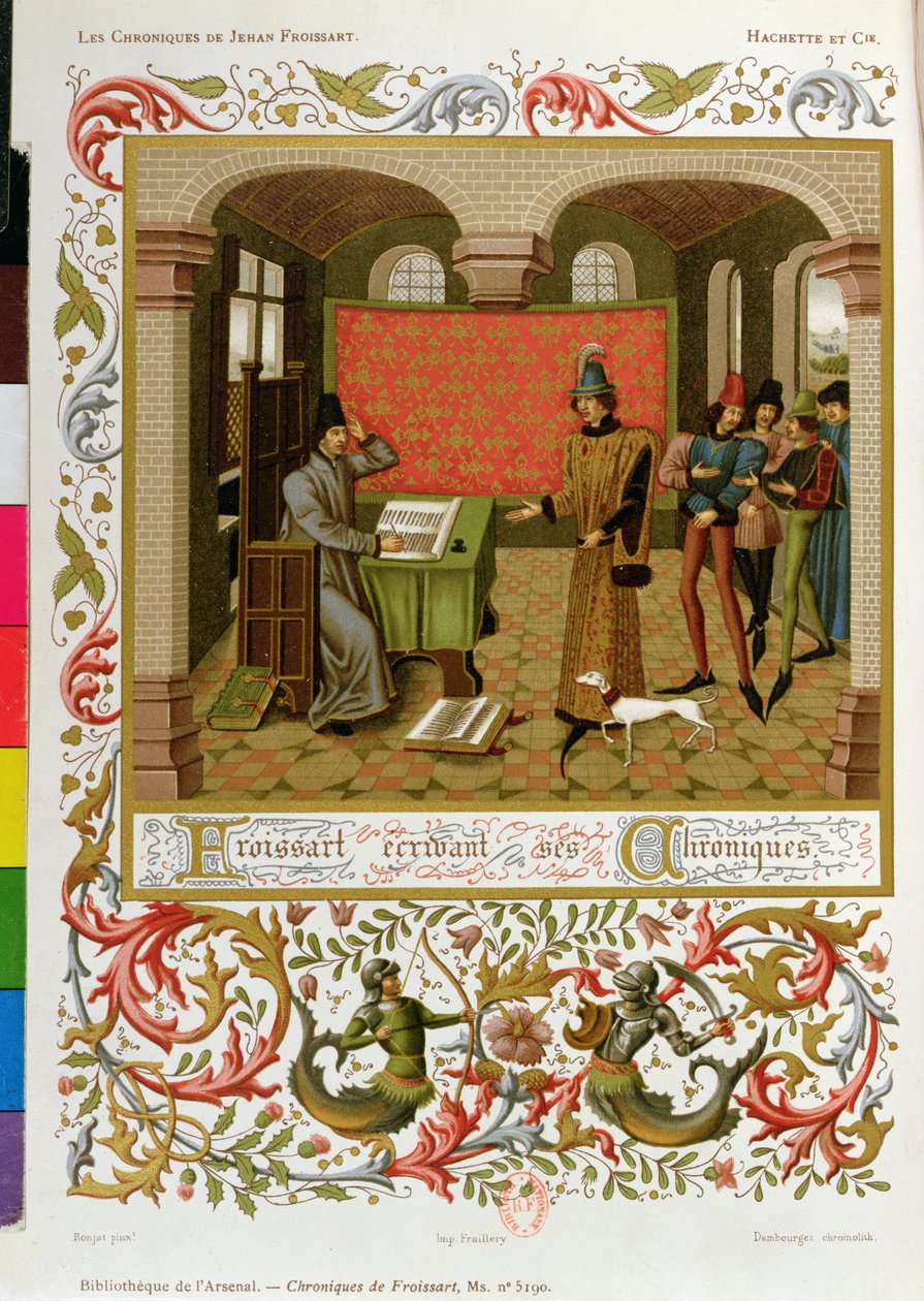 Froissart (1333-140001) escribiendo sus crónicas (facsímil del Ms. 5190) de French School