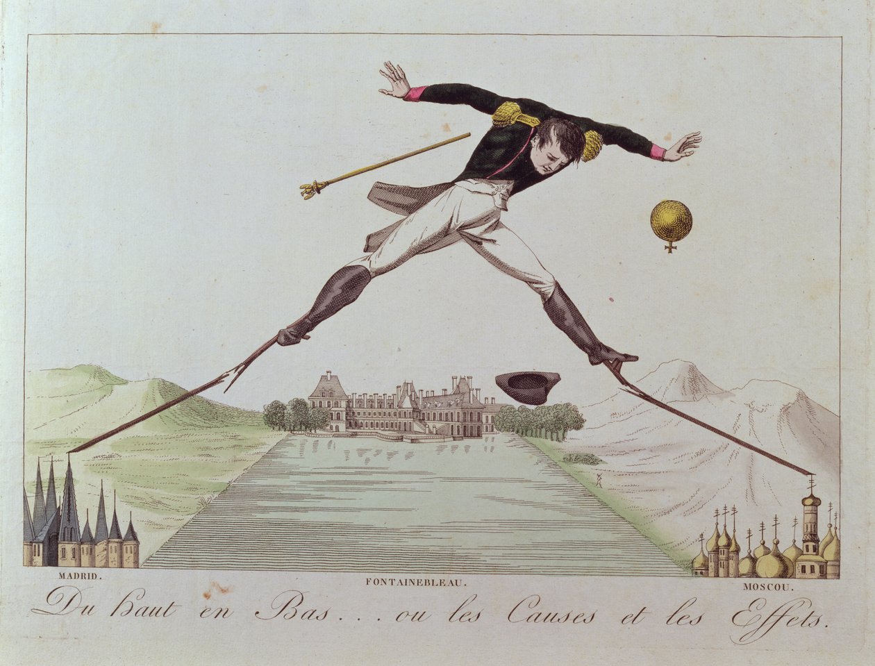 De alto a bajo... o las causas y los efectos, caricatura de la política exterior de Napoleón, c.1814 de French School