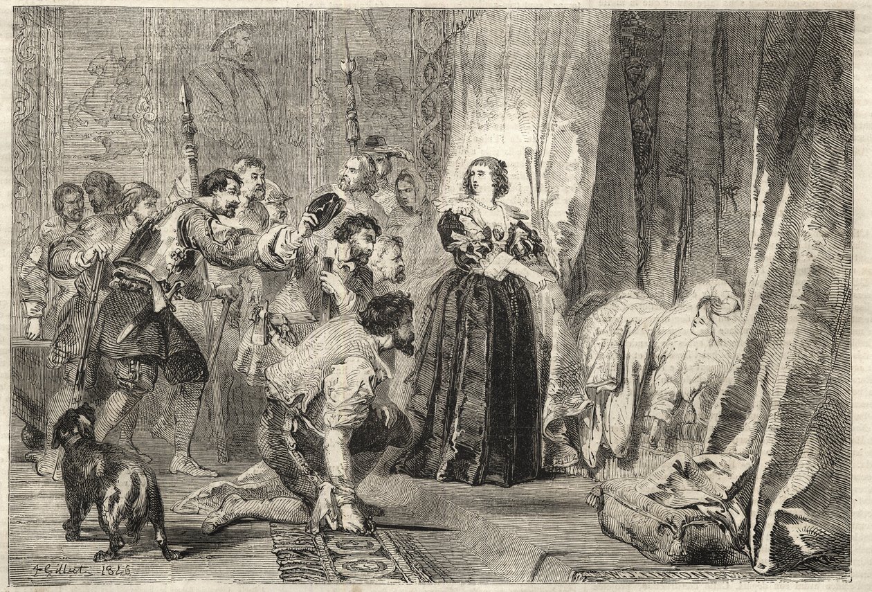 Fronde - El pueblo exige ver al rey: París, Palais Royal, 9 de febrero de 1651 - Fronde: en la noche del 9 de febrero de 1651, en el Palais Royal, Ana de Austria (1601-1666) muestra a Luis XIV, conocido como el Rey Sol de French School