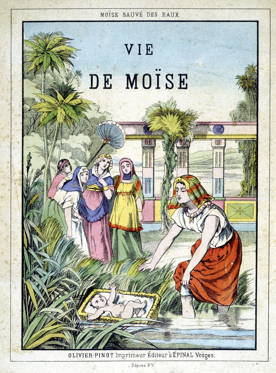 Frontispicio del libro “Vida de Moisés”, ed. Olivier Pinot, Epinal, finales del siglo XIX de French School
