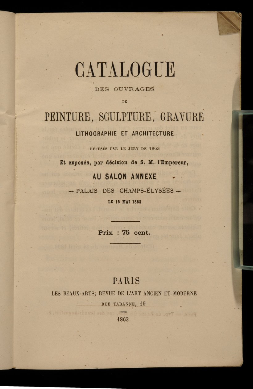 Frontispicio para el catálogo del Salon des Refuses, 1863 de French School