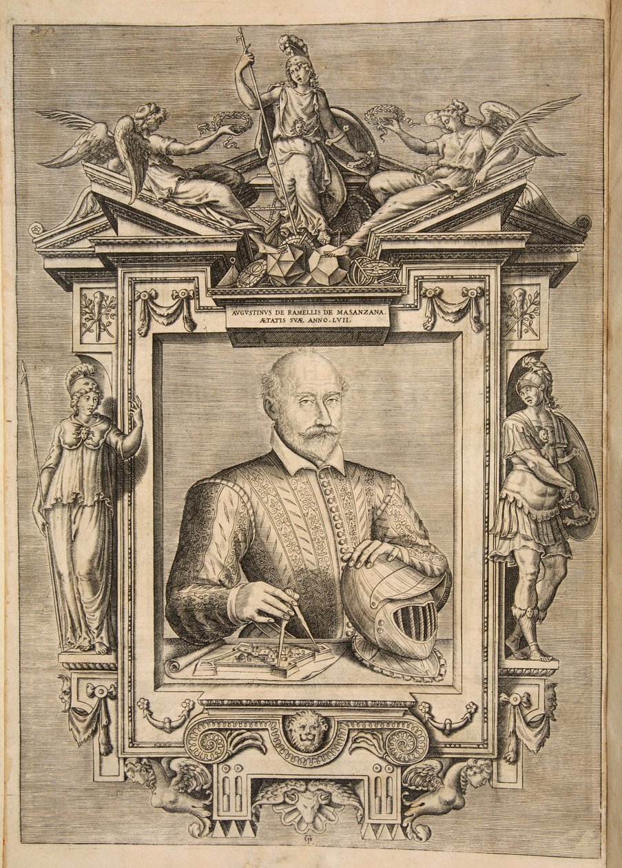 Frontispicio, de Le Diverse Et Artificiose Machine Del Capitano Agostino Ramelli, pub. 1588 de French School