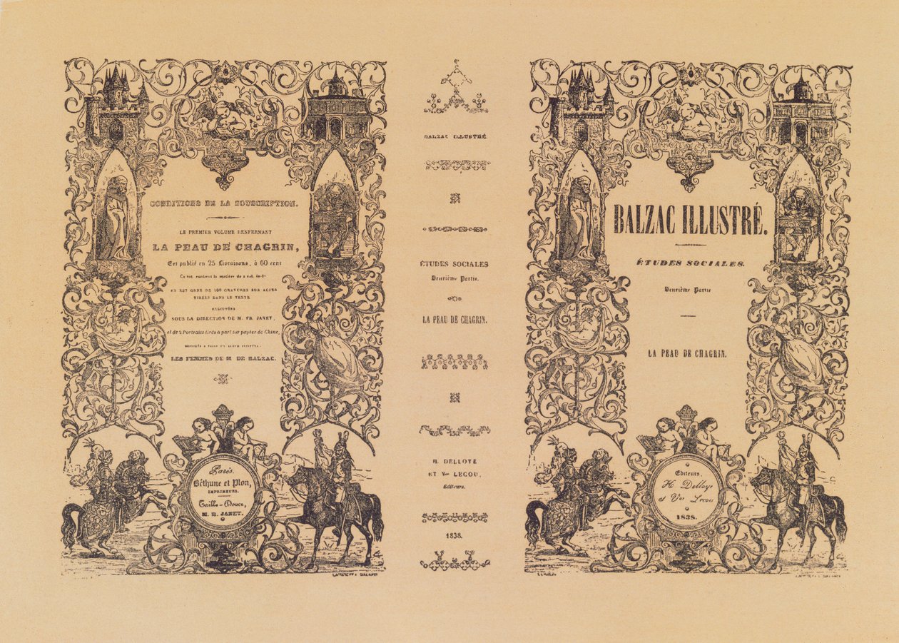 Frontispicio de La Peau de Chagrin, de una edición ilustrada de las obras de Honoré de Balzac (1799-1850) por Delloye y Lecou, 1838 de French School