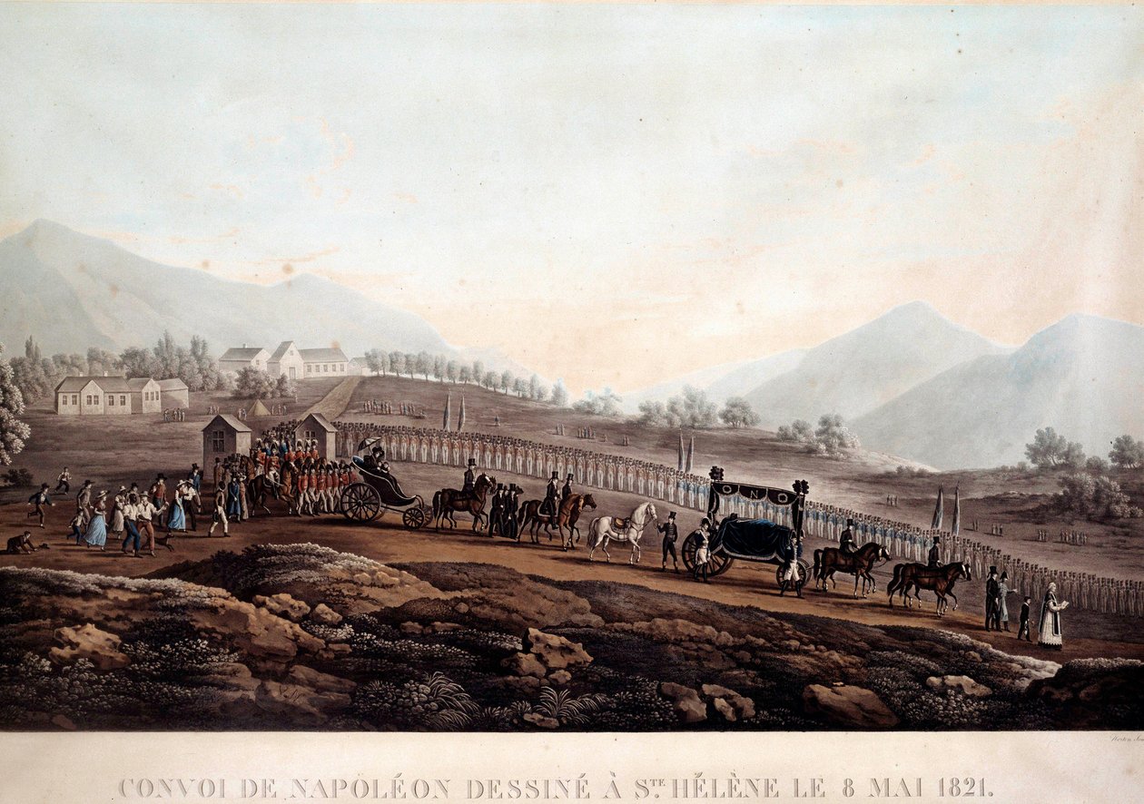 Convoy funebre de Napoleón I (1769-1821) a Sainte Helene el 8/05/1821 Grabado hacia 1830 Ile d