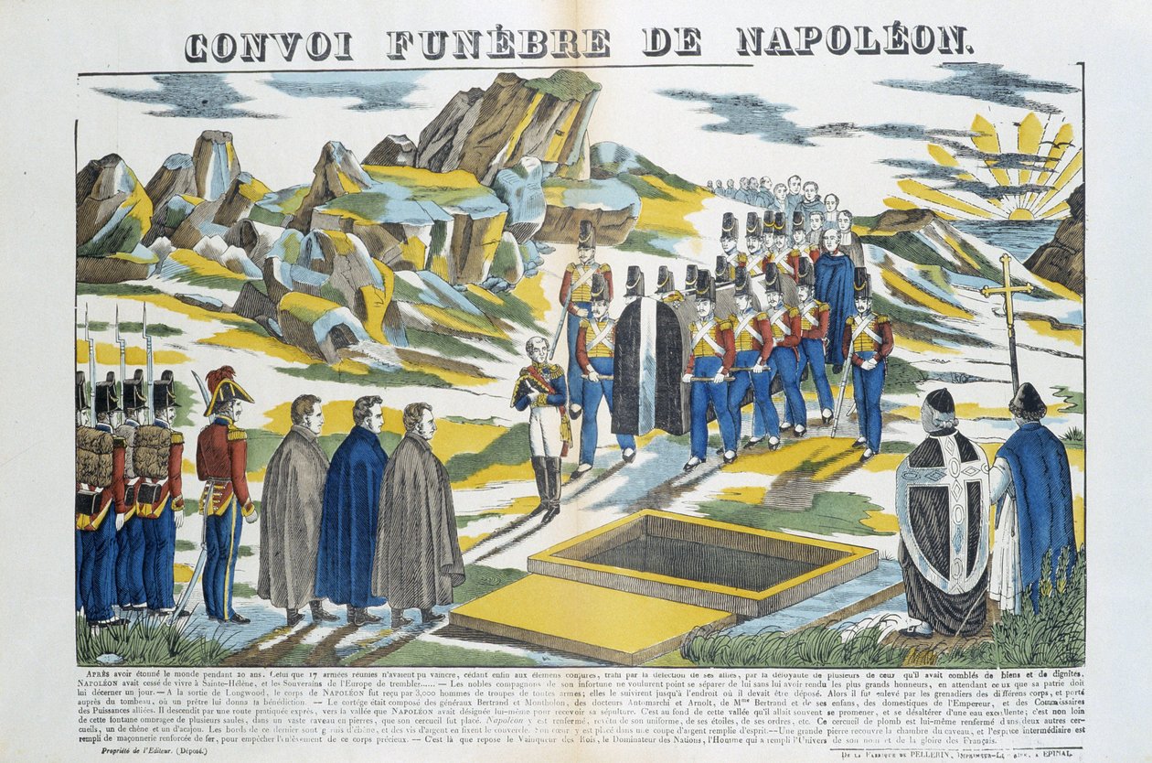 Convoy funebre de Napoleón el Grande Bonaparte (1769-1821) en la isla de Sainte-Helene. Foto de Epinal de French School