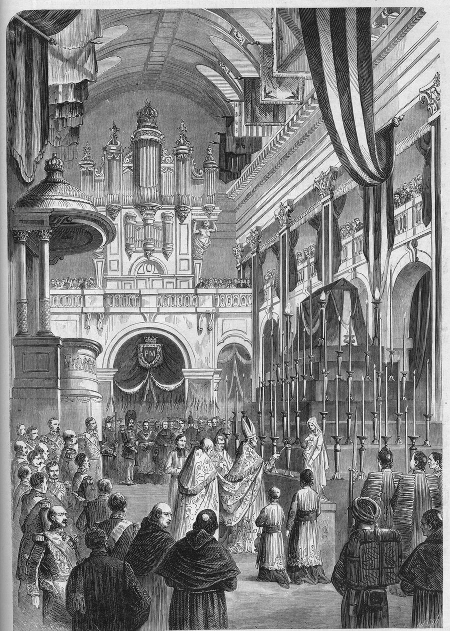 Funeral del Mariscal Pelissier (1794-1864), Duque de Malakoff: famoso servicio fúnebre en la iglesia de los Inválidos, 9 de junio de French School