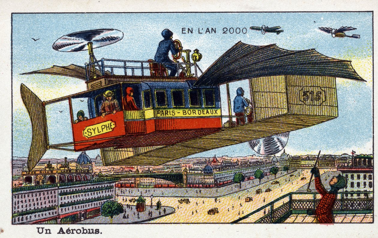 Días futuros: Una visión del siglo XIX del año 2000 - Serie “En el año 2000”: un aerobus - Cromolitografía de Villemard de French School