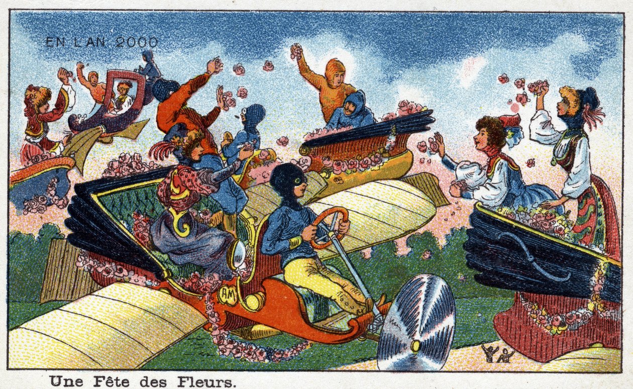 Días futuros: Una visión del siglo XIX del año 2000 - Serie “En el año 2000”: una fiesta de flores - Cromolitografía de Villemard de French School
