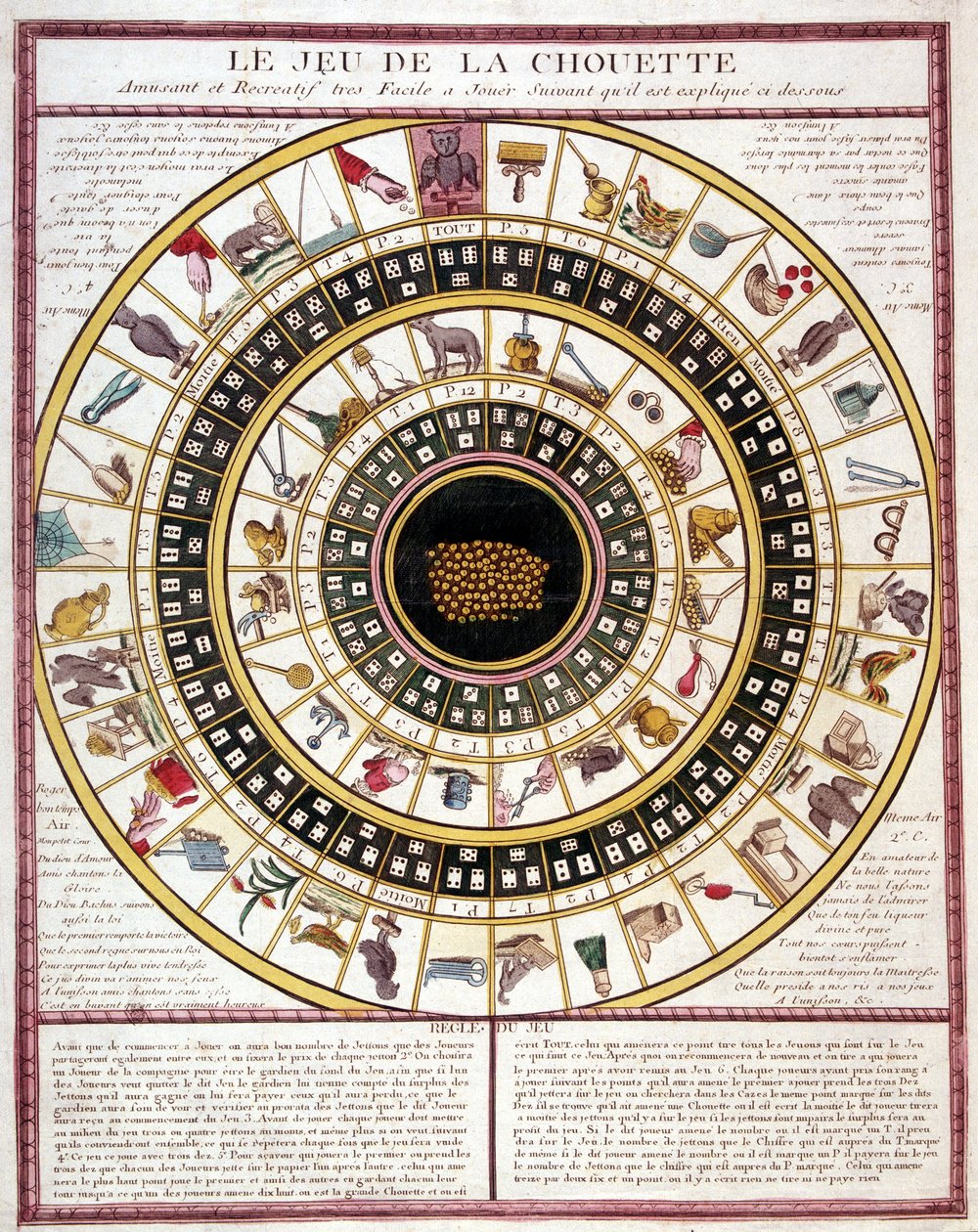 Juego del búho, imagen de Epinal del siglo XIX de French School